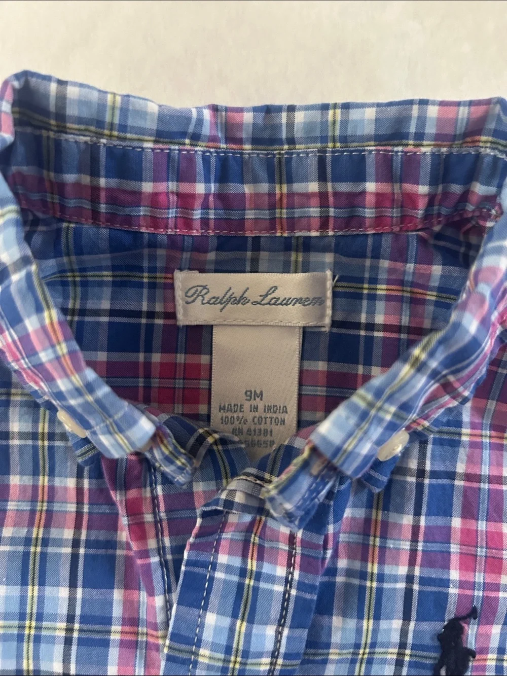 Ralph Lauren Boys Short-Sleeve Plaid Button-Down in Blue & Pink
